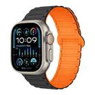 For Apple Watch Ultra 2 49mm I-Shaped Magnetic Silicone Watch Band(Black Orange) - 1