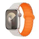 For Apple Watch Series 9 45mm I-Shaped Magnetic Silicone Watch Band(White Orange) - 1