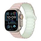 For Apple Watch Ultra 49mm I-Shaped Magnetic Silicone Watch Band(Pink Mint) - 1