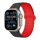 For Apple Watch Ultra 49mm I-Shaped Magnetic Silicone Watch Band(Black Red) - 1