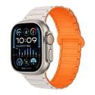 For Apple Watch Ultra 49mm I-Shaped Magnetic Silicone Watch Band(White Orange) - 1