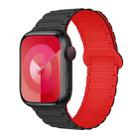 For Apple Watch Series 8 41mm I-Shaped Magnetic Silicone Watch Band(Black Red) - 1