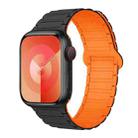 For Apple Watch Series 6 44mm I-Shaped Magnetic Silicone Watch Band(Black Orange) - 1