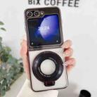 For Samsung Galaxy Z Flip3 5G Plating Fold MagSafe Rotating Holder PC Shockproof Phone Case(Black) - 1