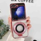 For Samsung Galaxy Z Flip4 5G Plating Fold MagSafe Rotating Holder PC Shockproof Phone Case(Pink) - 1