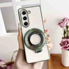 For Samsung Galaxy Z Fold3 5G Plating Fold MagSafe Rotating Holder PC Shockproof Phone Case(Green) - 1