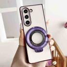 For Samsung Galaxy Z Fold4 5G Plating Fold MagSafe Rotating Holder PC Shockproof Phone Case(Purple) - 1