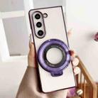 For Samsung Galaxy Z Fold5 5G Plating Fold MagSafe Rotating Holder PC Shockproof Phone Case(Purple) - 1