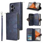 For Xiaomi Redmi Note 13 Pro+ 9 Card Slots Zipper Wallet Bag Leather Phone Case(Blue) - 1