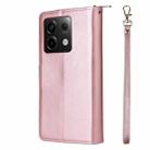 For Xiaomi Redmi Note 13 Pro 5G Global 9 Card Slots Zipper Wallet Bag Leather Phone Case(Rose Gold) - 3