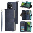 For Xiaomi Redmi Note 13 Pro 5G Global 9 Card Slots Zipper Wallet Bag Leather Phone Case(Blue) - 1