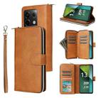 For Xiaomi Redmi Note 13 Pro 5G Global 9 Card Slots Zipper Wallet Bag Leather Phone Case(Brown) - 1