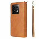 For Xiaomi Redmi Note 13 Pro 5G Global 9 Card Slots Zipper Wallet Bag Leather Phone Case(Brown) - 3