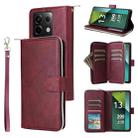 For Xiaomi Redmi Note 13 Pro 5G Global 9 Card Slots Zipper Wallet Bag Leather Phone Case(Wine Red) - 1