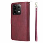 For Xiaomi Redmi Note 13 Pro 5G Global 9 Card Slots Zipper Wallet Bag Leather Phone Case(Wine Red) - 3