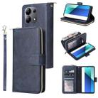 For Xiaomi Redmi Note 13 4G 9 Card Slots Zipper Wallet Bag Leather Phone Case(Blue) - 1