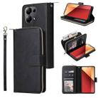 For Xiaomi Redmi Note 13 Pro 4G 9 Card Slots Zipper Wallet Bag Leather Phone Case(Black) - 1