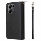 For Xiaomi Redmi Note 13 Pro 4G 9 Card Slots Zipper Wallet Bag Leather Phone Case(Black) - 3