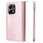 For Xiaomi Redmi Note 13 Pro 4G 9 Card Slots Zipper Wallet Bag Leather Phone Case(Rose Gold) - 3