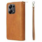 For Xiaomi Redmi Note 13 Pro 4G 9 Card Slots Zipper Wallet Bag Leather Phone Case(Brown) - 3