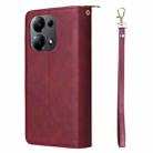 For Xiaomi Redmi Note 13 Pro 4G 9 Card Slots Zipper Wallet Bag Leather Phone Case(Wine Red) - 3
