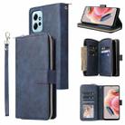 For Redmi Note 12 4G Global 9 Card Slots Zipper Wallet Bag Leather Phone Case(Blue) - 1