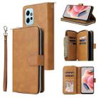 For Redmi Note 12 4G Global 9 Card Slots Zipper Wallet Bag Leather Phone Case(Brown) - 1