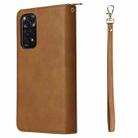 For Redmi Note 11 Pro Global 9 Card Slots Zipper Wallet Bag Leather Phone Case(Brown) - 3