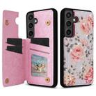 For Samsung Galaxy S24 FE 5G Printed Double Buckle RFID Anti-theft Phone Case(Pastoral Rose) - 1