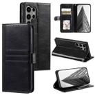 For Samsung Galaxy S23 Ultra 5G Simple 6-Card Wallet Leather Phone Case(Black) - 1