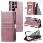 For Samsung Galaxy S22 Ultra 5G Simple 6-Card Wallet Leather Phone Case(Rose Gold) - 1