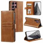 For Samsung Galaxy S22 Ultra 5G Simple 6-Card Wallet Leather Phone Case(Brown) - 1