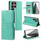 For Samsung Galaxy S22 Ultra 5G Simple 6-Card Wallet Leather Phone Case(Green) - 1