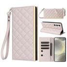 For Samsung Galaxy S24 5G Crossbody Rhombic Sucker Leather Phone Case(White) - 1