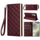 For Samsung Galaxy S24 5G Crossbody Rhombic Sucker Leather Phone Case(Claret) - 1