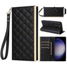 For Samsung Galaxy S23+ 5G Crossbody Rhombic Sucker Leather Phone Case(Black) - 1