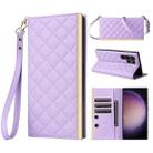 For Samsung Galaxy S23 Ultra 5G Crossbody Rhombic Sucker Leather Phone Case(Purple) - 1