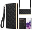 For Samsung Galaxy S20 Crossbody Rhombic Sucker Leather Phone Case(Black) - 1