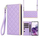 For Samsung Galaxy S20 Crossbody Rhombic Sucker Leather Phone Case(Purple) - 1