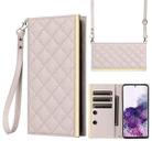 For Samsung Galaxy S20+ Crossbody Rhombic Sucker Leather Phone Case(White) - 1
