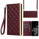 For Samsung Galaxy S20 Ultra Crossbody Rhombic Sucker Leather Phone Case(Claret) - 1
