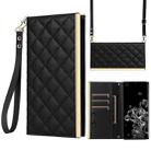 For Samsung Galaxy S20 Ultra Crossbody Rhombic Sucker Leather Phone Case(Black) - 1
