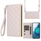 For Samsung Galaxy S20 FE Crossbody Rhombic Sucker Leather Phone Case(White) - 1