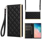For Samsung Galaxy S10 Crossbody Rhombic Sucker Leather Phone Case(Black) - 1