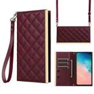 For Samsung Galaxy S10e Crossbody Rhombic Sucker Leather Phone Case(Claret) - 1