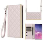 For Samsung Galaxy S10+ Crossbody Rhombic Sucker Leather Phone Case(White) - 1