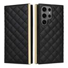 For Samsung Galaxy S25 Ultra 5G Crossbody Rhombic Sucker Leather Phone Case(Black) - 2