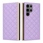 For Samsung Galaxy S25 Ultra 5G Crossbody Rhombic Sucker Leather Phone Case(Purple) - 2