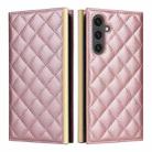 For Samsung Galaxy S24 FE 5G Crossbody Rhombic Sucker Leather Phone Case(Rose Gold) - 2