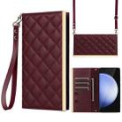 For Samsung Galaxy S24 FE 5G Crossbody Rhombic Sucker Leather Phone Case(Claret) - 1
